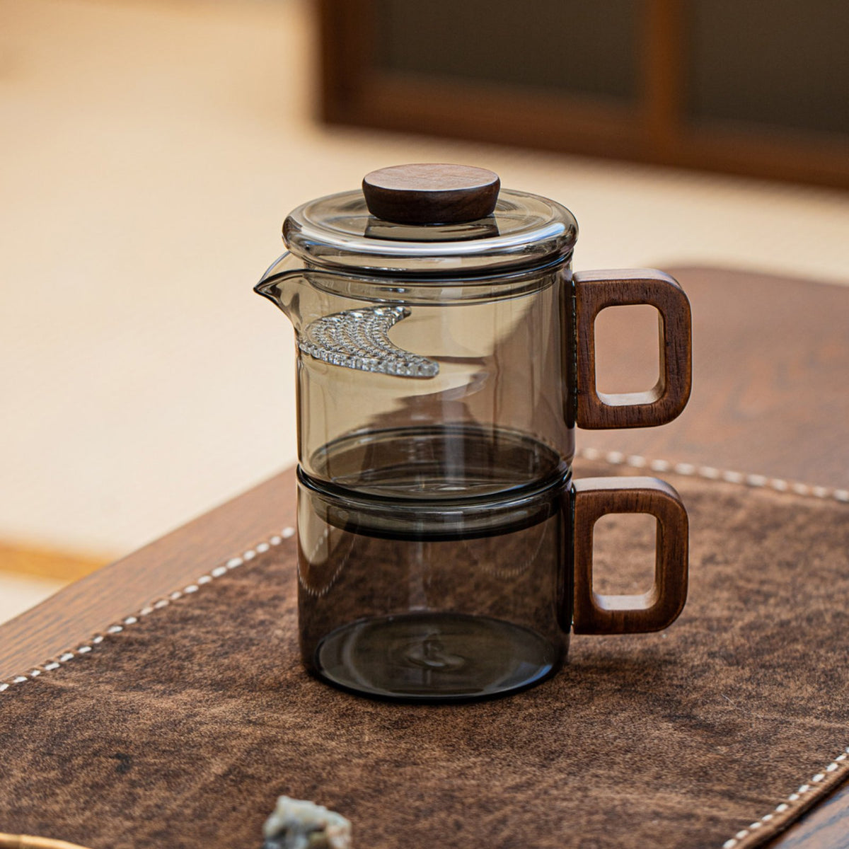 Glass Teapot Set Built in Strainer Efficient Brewing for Office Desk