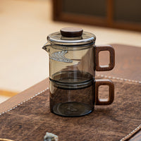 Glass Teapot Set Built in Strainer Efficient Brewing for Office Desk