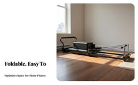 Foldable Pilates Reformer Full-Body Workout Pilates Core Bed Adjustable Resistance Aluminum Reformer Machine for Adults, Beginners, Strength Training