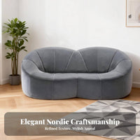 Nordic aesthetic Pumpkin-Shaped Sofa Statement Piece Upholstered Armchair Creative Design Accent Chair Small Space Solution for Apartment Dwellers, Business Owners, Reception Area, Hotel Lobby, perusing alcove, Bedroom