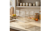 7 Pieces Fridge Organizer Stackable Fridge Storage Container with Lids Transparent Bins for Kitchen, Meal Prep