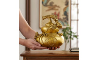 Gourd Ornament Shiny Gourd with Stem Feng Shui Sculpture for Tabletop, Entryway