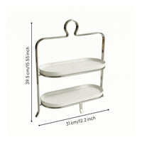 Dessert Stand with Ceramic Trays Stainless Steel Pastry Stand with Metal Frame Elegant Serving Platter for Bakery