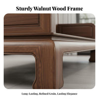 Solid Wood Arhat Bed Mortise and Tenon Joinery Walnut Arhat Couch Ergonomic Design New Chinese Design Daybed for Collectors, Adults, Reception Area