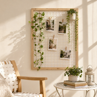 Wall Mounted Wooden Plant Shelf, Rustic Square Wall Planter for Balcony & Liv Room, Small Space Home Decor Shelf