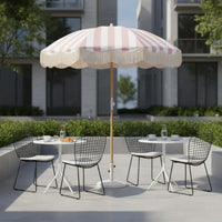 Waterproof Fringe Patio Umbrella Water Resistant Center Pole Fringe Umbrella 50+ Protection Wooden Pole Sunshade Portable Design for Poolside