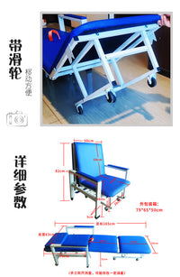医用陪护椅床两用单人便携折叠床医院家用办公室午休床午睡椅躺椅 高档加固多功能折叠椅（蓝色）自己安装