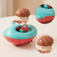 Batterybatteryless Wind-up Boat with Figure Interactive Floating Boat Toy Safe Long-Lasting for Toddlers