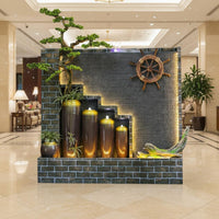 LED Waterfall Panel Water Feature Feng Shui Decor Vertical Water Feature Modern Design Freestanding Waterfall Screen for Hotel Owners, Courtyard