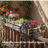 Rust-Proof Hanging Railing Planter Adjustable Hooks Railing Planter Basket Long-Lasting Flower Pot Holder Double Hook Design for Balcony Owners, Apartment Dwellers, Homeowners, Outdoor, Patio, Porch, Window