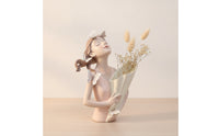 Elegant Floral Maiden Statue Figurine Elegant Girl Statue with Bouquet Tabletop Decorative Sculpture for Homeowners, Bookshelf