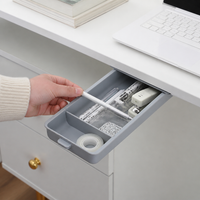 Under Desk Storage Drawer, Attachable Under Desk Drawer for Office Home Study, Small Slide Out Desk Tidy Drawer, 1L Capacity, Modern Minimalist
