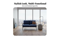 Retro Design Industrial Loveseat Small Apartment Friendly Compact 2-Seater Sofa Sturdy Metal Frame Couch Solid Wood Armrests for Homeowners, Business Owners, C Remove Ee Shop, Boutique, Lounge Area, Bedroom