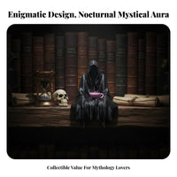 Sitting Hooded Silhouette Gothic Decor Hooded Reaper Statue Literary Niche Accessory Bookshelf Monster Figurine for Young Adults, Home Library, Desk