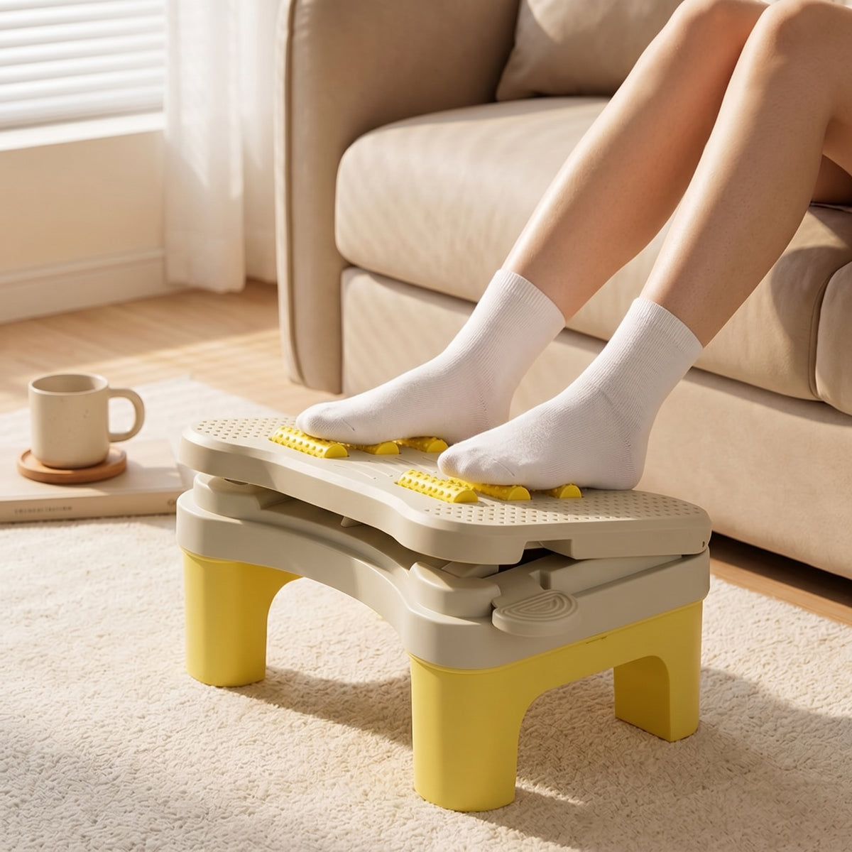 Under Desk Footrest with Massage Rollers Adjustable Under-Desk Footrest Ergonomic Footstool Comfortable Ergonomic Foot Stool