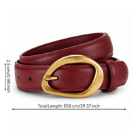 Classic Women's Leather Belt Simple Belt with Gold Buckle Stitched Accessory Stylish for Office