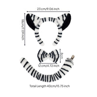 3 Pieces Soft Striped Equine Ears Headband with Tail Fuzzy Animal Ears Headband Padded Bow Tie Soft for Cosplayers
