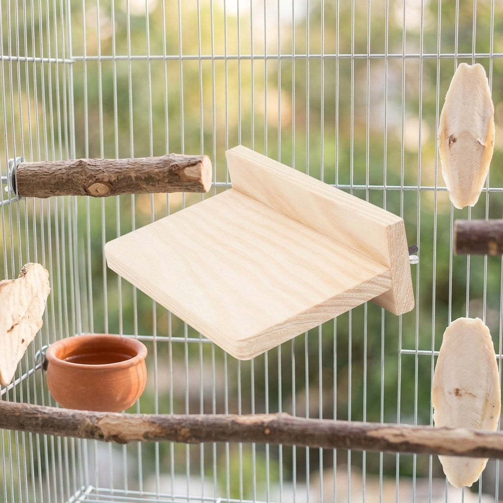 Wood Parrot Perch Stand for Birds, Built-in Screw Mount Cockatiel Perch, Stable Budgie Perch and Bird Perch for Cage Resting