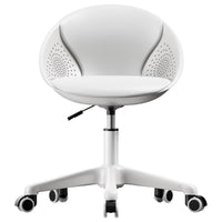 Height Adjustable Armless Vanity Chair Space-Saving Design Upholstered Caster Chair Ergonomic spine supportrest rotate Seat Mobile Casters for Small Apartment Residents, Home Workers, Students, Dressing Area, Study Room, Bedroom