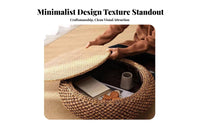 Minimalist Japanese Aesthetic Cremovableee Table Compact Design Woven Floor Table Optional Storage Household Furniture Versatile Use for Apartment Dwellers, Homeowners, Families with Children, Tatami Room, Bay Window, Small Areas, Home Removableice