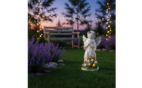 LED Lights Resin Angel Sculpture Lamp Auto on Deactivated Solar Angel Statue Floral Design Solar Garden Statue Waterproof