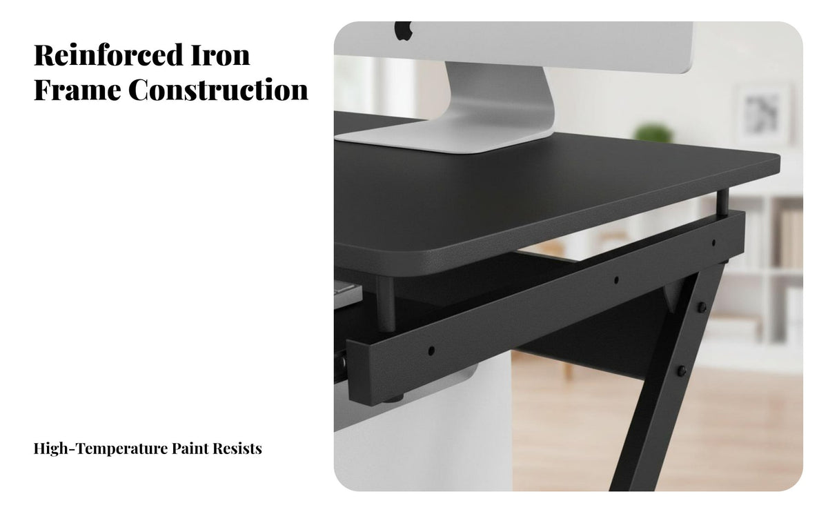 Movable Design Wheeled Laptop Desk Space-Saving Overbed Table Mobile with casters Computer Stand Minimalist aesthetic for Students, Remote Workers, Apartment Dwellers, Bedroom, Dorm Room