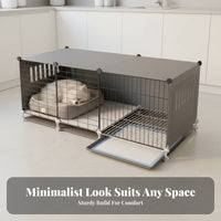 Multi-Room Design Dog Enclosure with Toilet Zoned Living Space Pet House with Potty Tray Easy to Clean Indoor Dog Kennel Waterproof for Puppy Owners, Home, Apartment