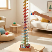 Rainbow Ball Tree Child-Centered Wooden Ball Run with Base Sensory Auditory Tree for Young Children, Teachers, Playroom, Kindergarten, Classroom