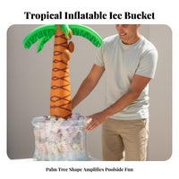 Inflatable Palm Tree Chiller Decorative Palm Tree Ice Bucket Easy to Inflate/Deflate Exotic Festivity Ice Bucket for Outdoor, Beach, Barbecues