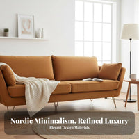 Upholstered 2-Seater Sofa Nordic design Two-Seater Loveseat Sturdy Metal Legs Living Room Furniture for partners, Students, Studio, Lounge Area, Bedroom