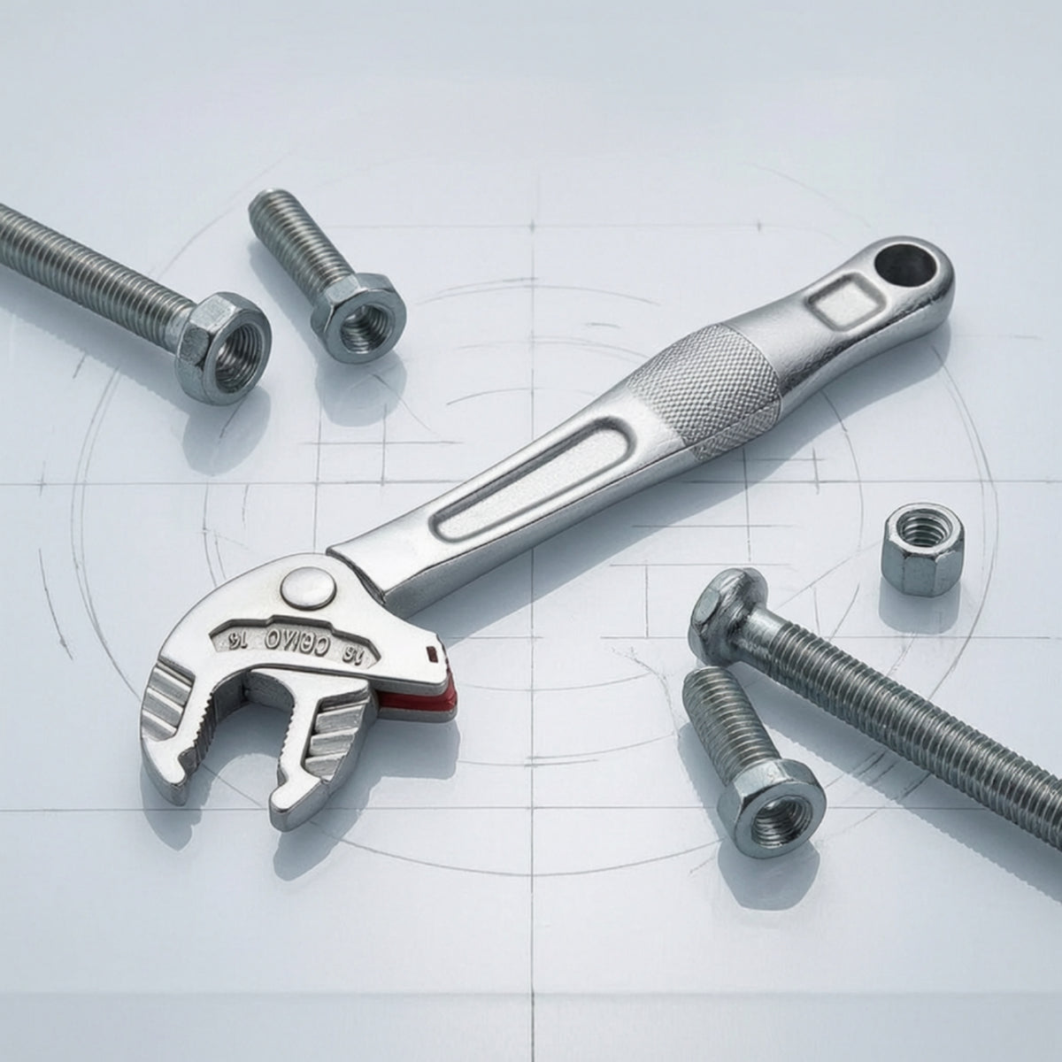 Industrial Grade Self-Adjusting Wrench Multi-Function Crab Claw Wrench Single-Handed Operation Self-Tightening Spanner Heavy Duty for Mechanics, Professionals, Plumbers, Car Repair, Workshop, Garage