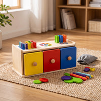 Child-Centered Wooden Color and Shape Sorter Hand-Eye Coordination Wooden Box with Drawers Matching Box with Drawers Learning for Homeschool