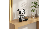 Pandas Figurine with Storage Bowl Decorative Pandas Statue with Bowl Cute Catchall Dish for Living Room, Coffee Table, TV Cabinet