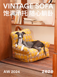 zeze格纹宠物沙发狗窝四季通用可拆洗狗窝小狗中小型犬大型犬可用 格纹复古宠物沙发 冬季保暖