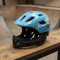 Cartoon Print Children's Full-Face Helmet Ventilated Detachable Chin Guard Helmet EPS Foam Outdoor Protection Gear