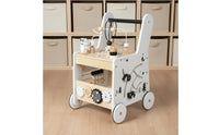 Anti-Tip Design Multifunction Baby Stroller Shape Sorter Wooden Baby Stroller Sturdy Wood Children's Play Gear Early Learning for Toddlers, Kids, Indoor