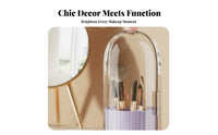 particleprotective Cover Rotating Brush Canister with Lid Compartmented Design Rotating Brush Holder with Lid Space Saving Makeup Organizer Large Capacity for cosmetic aficionados, Women, Dressing Table, vanity table, Desktop, Bathroom Counter