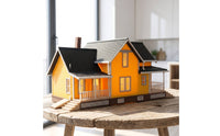 Miniature Villa with Porch Detailed American Style House Model Compact Diorama Building for Dioramas