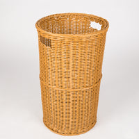 Hand-Woven Rattan Laundry Hamper with Lid, Round Storage Basket for Bathroom and Guest Room