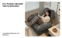 Fully Reclinable Adjustable Padded Floor Chair Space-Saving Design Adjustable Padded Recliner 5-Position Adjustment Single Sofa with Armrests for Apartment Dwellers, Students, Bedroom, Bay Window, Dorm Room, Home Not on Ice