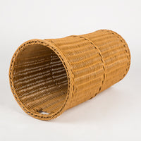 Hand-Woven Rattan Laundry Hamper with Lid, Round Storage Basket for Bathroom and Guest Room