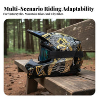3 Pieces Full Face Motocross Helmet Removable Visor Downhill Mountain Bike Helmet Washable Liner Impact-Resistant Headwear for Teens, Outdoor