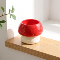 Ceramic Bird Feeding Bowl Dishwasher Mushrooms Bird Dish Glazed Ceramic Feeding Dish for Small Parrots