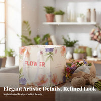 Square Flower Gift Bag Portable Large Bouquet Tote Bag Stylish Design Floral Gift Box with Handle for Florists, Family Appreciation Day, Weddings