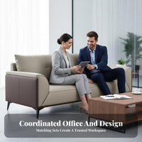 Authentic Leather Box-Frame Sofa Modern Design business-grade Furnishing Minimalist & aesthetics Office Seating Soft Upholstery for managements, Business Owners, Apartment Dwellers, Reception Area, management office, Lobby