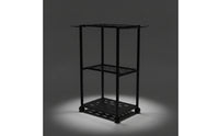 Metal Garden Tool Rack Freestanding Tool Organizer with Hooks Three-Tier Heavy Duty for Homeowners