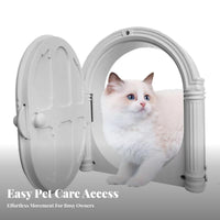 White Arched Pet Flap ABS Plastic Hinged Oval Pet Door