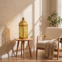 Tabletop Lantern with LED Light Warm Glow Metal Lantern Vintage Decor Decorative for Festive Displays