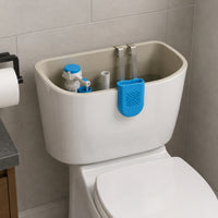 Embossed Cutout Pattern Toilet Tank Tablet Holder Metal Hook Toilet Cleaner Tablet Holder Plastic Body