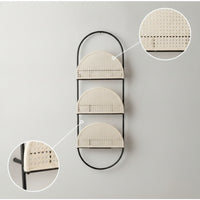 Magazine Rack with Cane Shelves Boho Wall-Mounted Magazine Rack Space-Saving